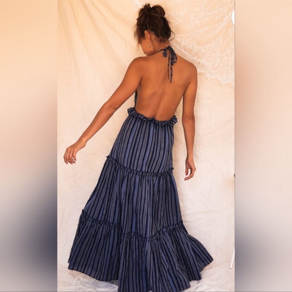 Lulus Vacation Babe halter tiered Maxi dress